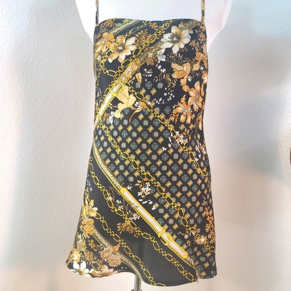 PRINCESS POLLY LUCCI SLIP SILK MINI DRESS GEOMETRIC SPAGHETTI STRAPS BAB… - Picture 8 of 16